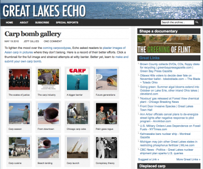 The Carp Bomb photoshop gallery on  The Great Lakes Echo website.