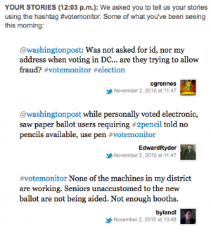 WashingtonPost.com used a specific hashtag to pull elements into a Storify package.